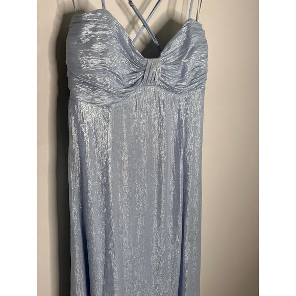 CAMI NYC Marceline Silk Blend Metallic Chiffon Crossback Maxi Dress Light Blue 6 - Picture 5 of 12